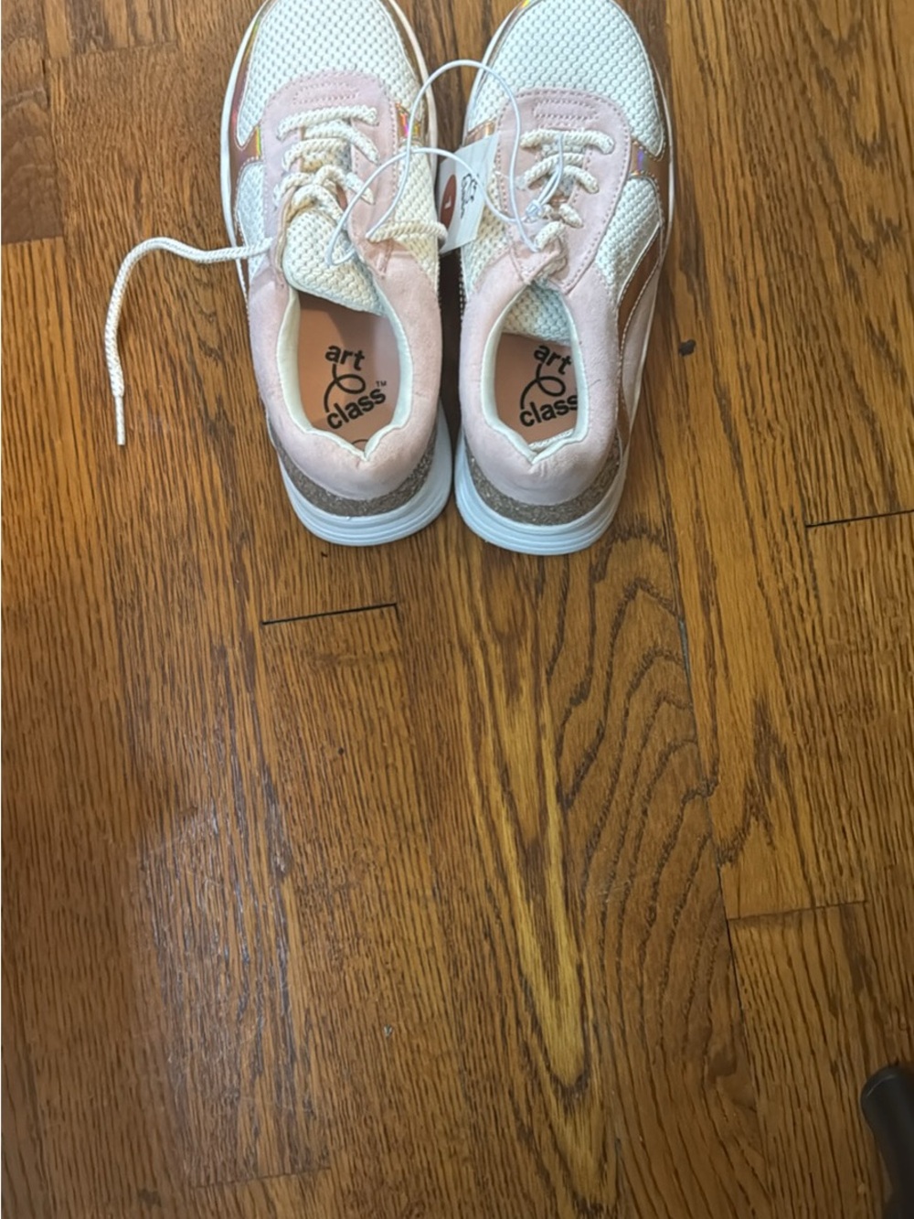 art class Pink, White & Gold Kids Lace-Up Sneakers. Brand new